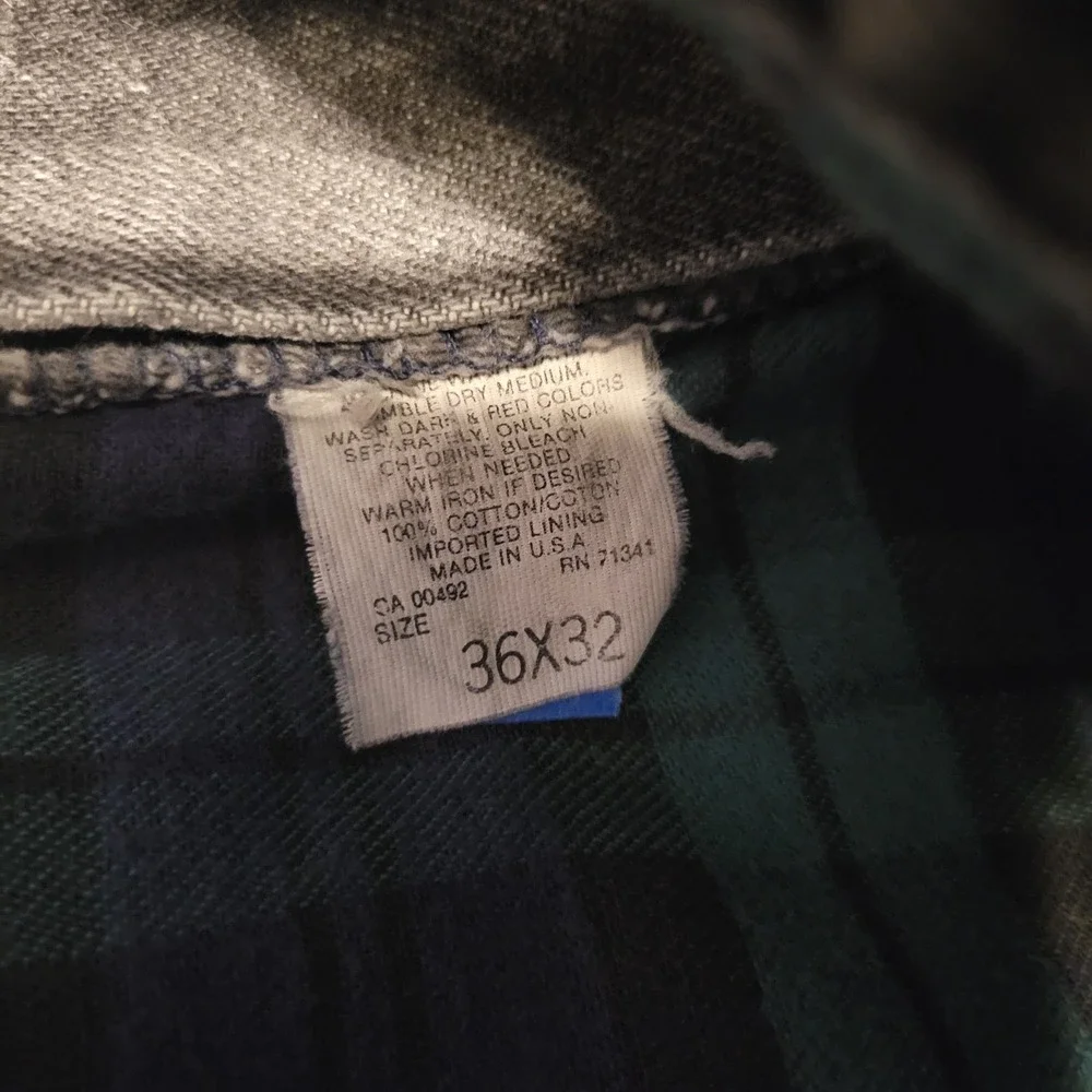 VTG LL Bean Flannel Lined Jeans Men's Size 34x31 Distressed Black Made In USA
